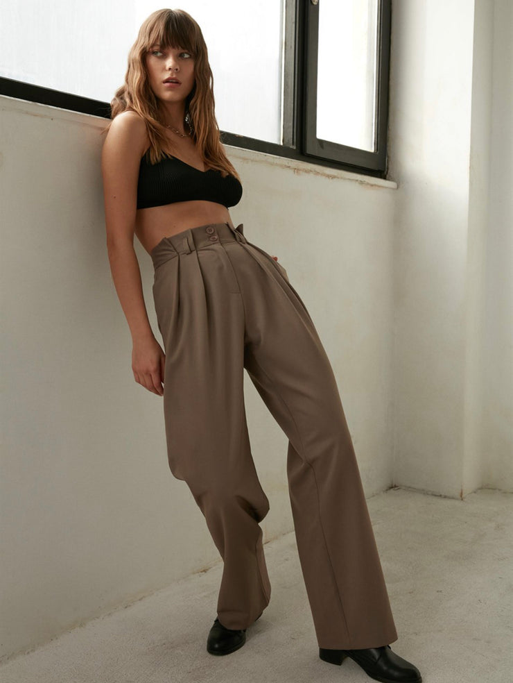 Dad Palazzo Pants in Brown