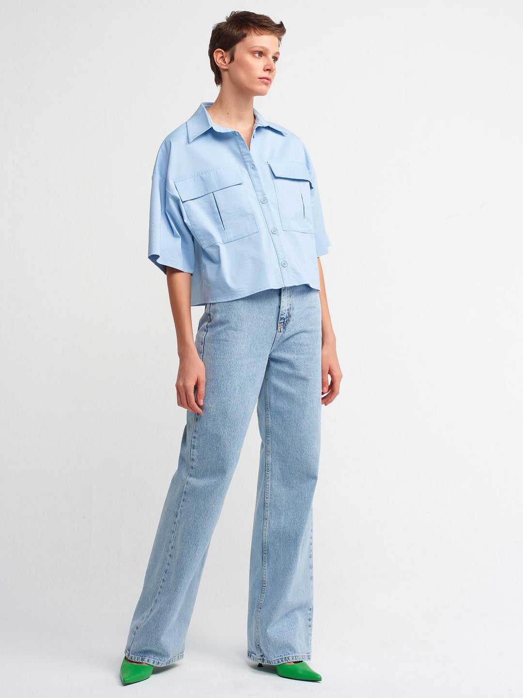 Oversize Pocket Shirt Blue