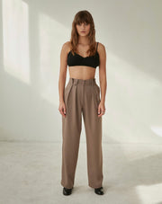 Dad Palazzo Pants in Brown