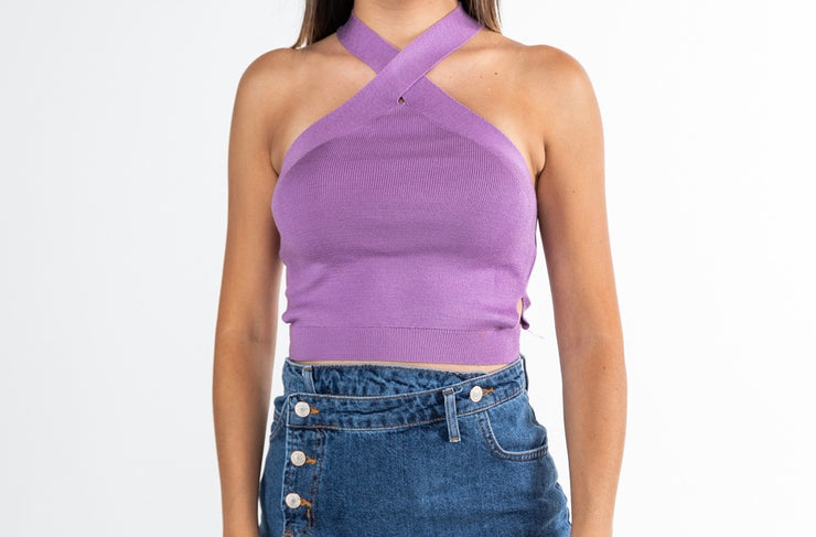 Cross Front-Back Knitted Top