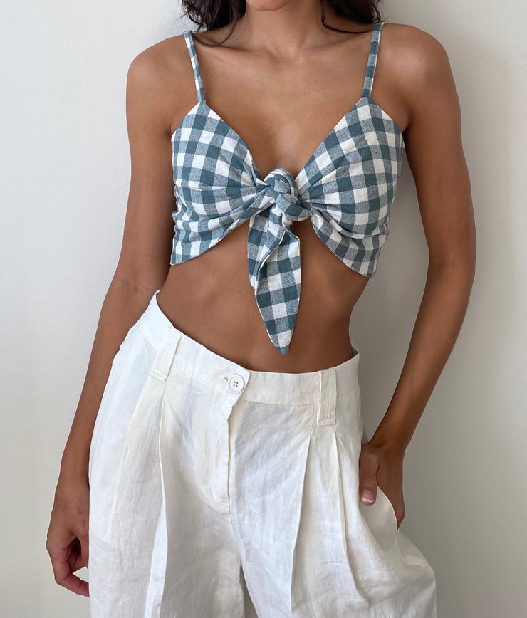 Linen Front Tie Bralette