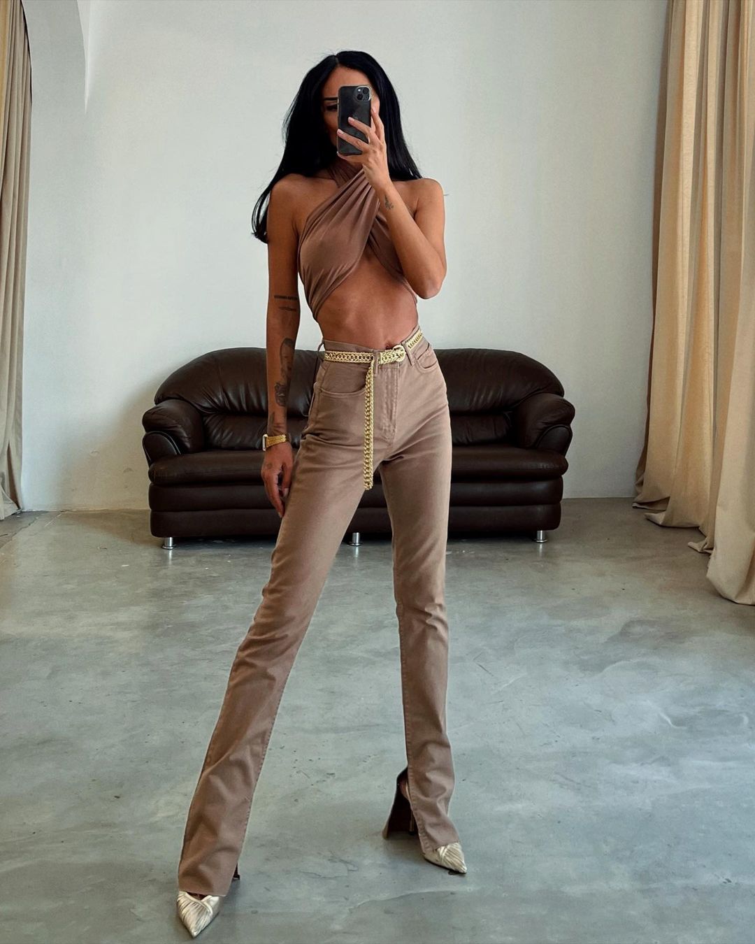 High Waist Brown Jeans