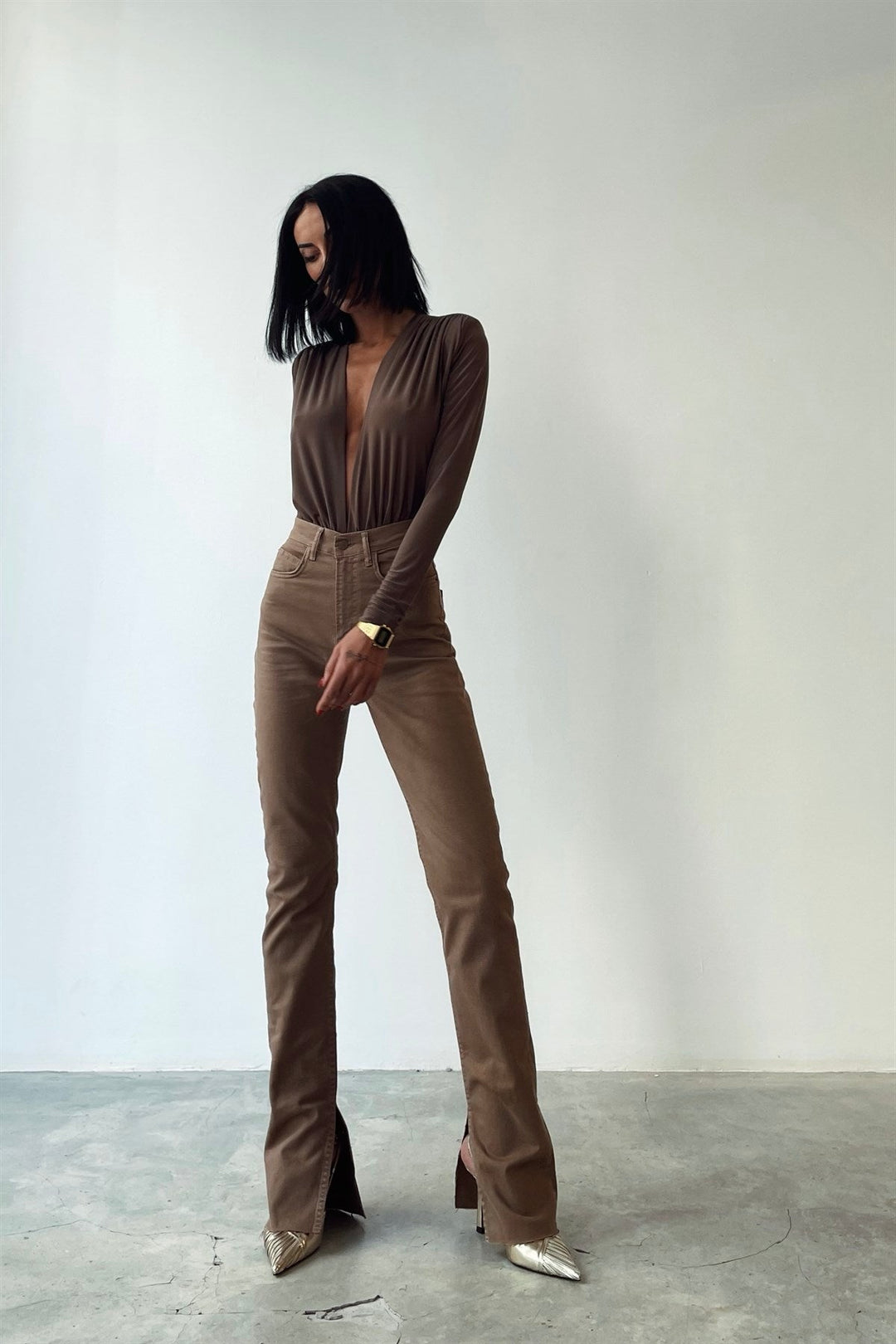 High Waist Brown Jeans