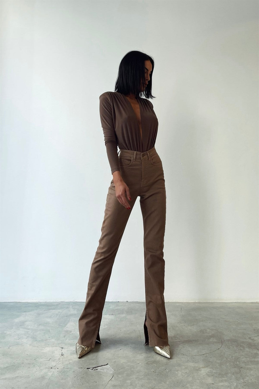 High Waist Brown Jeans