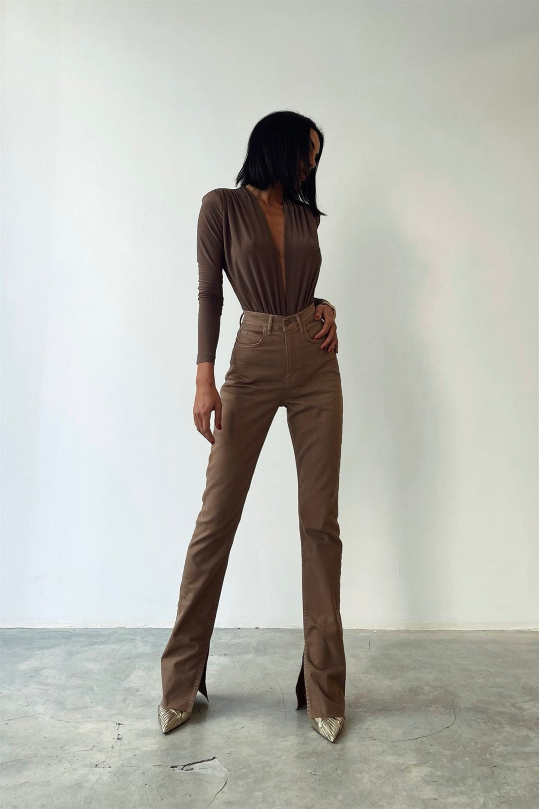 High Waist Brown Jeans