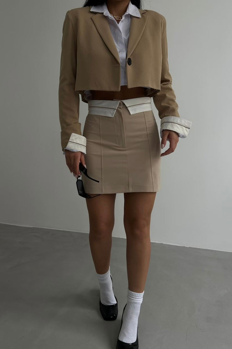 Folded Belt Mini Skirt