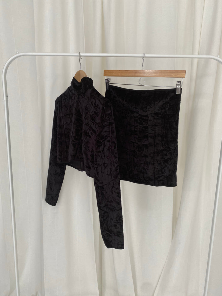 Velvet Top and Skirt Set