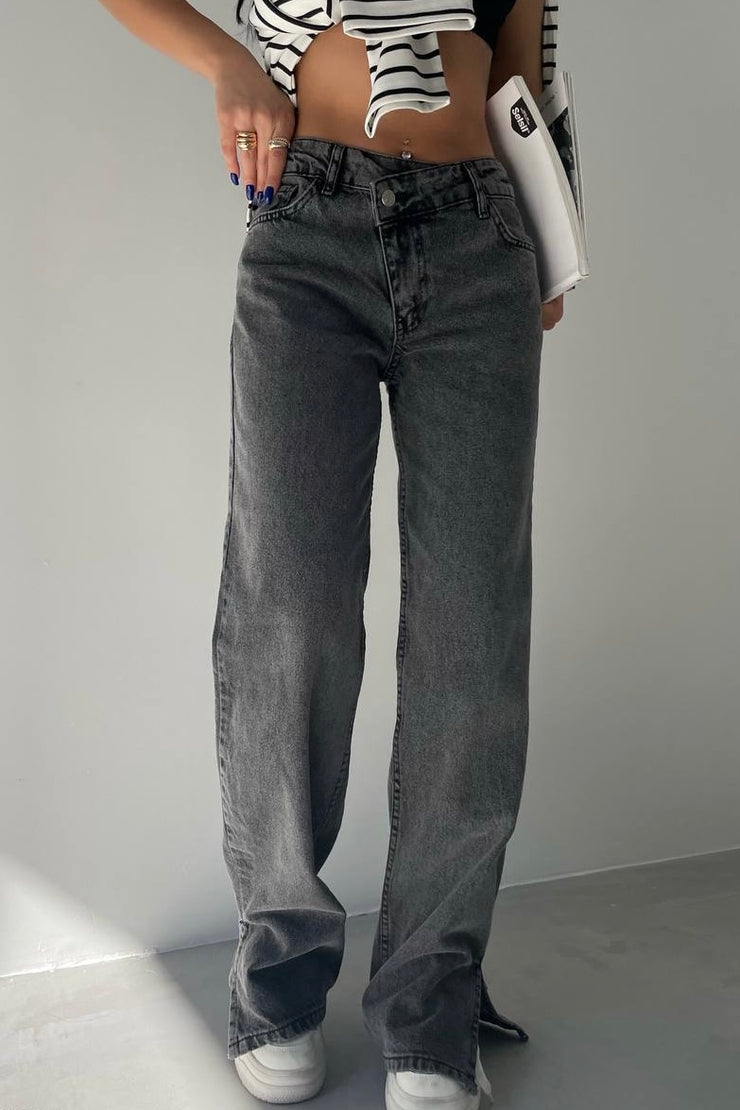 Cross Button Straight Jeans – PIRAL