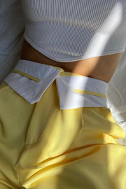 Folded Belt Pants Yellow