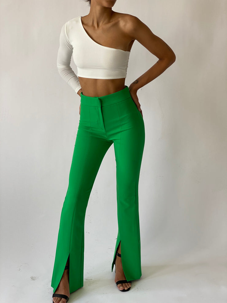 Split Hem Green Pants