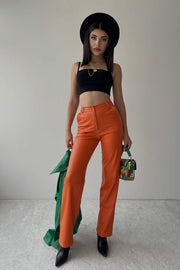 Straight Faux Leather Pants In Colors