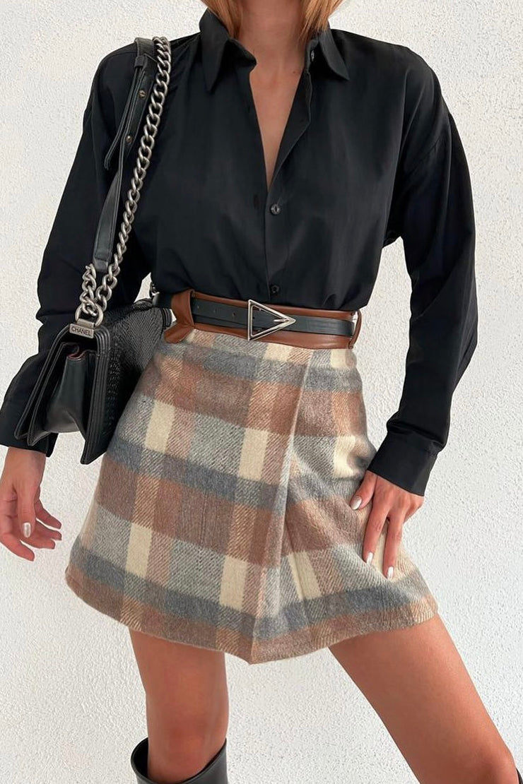 Faux Leather Belted Skirt