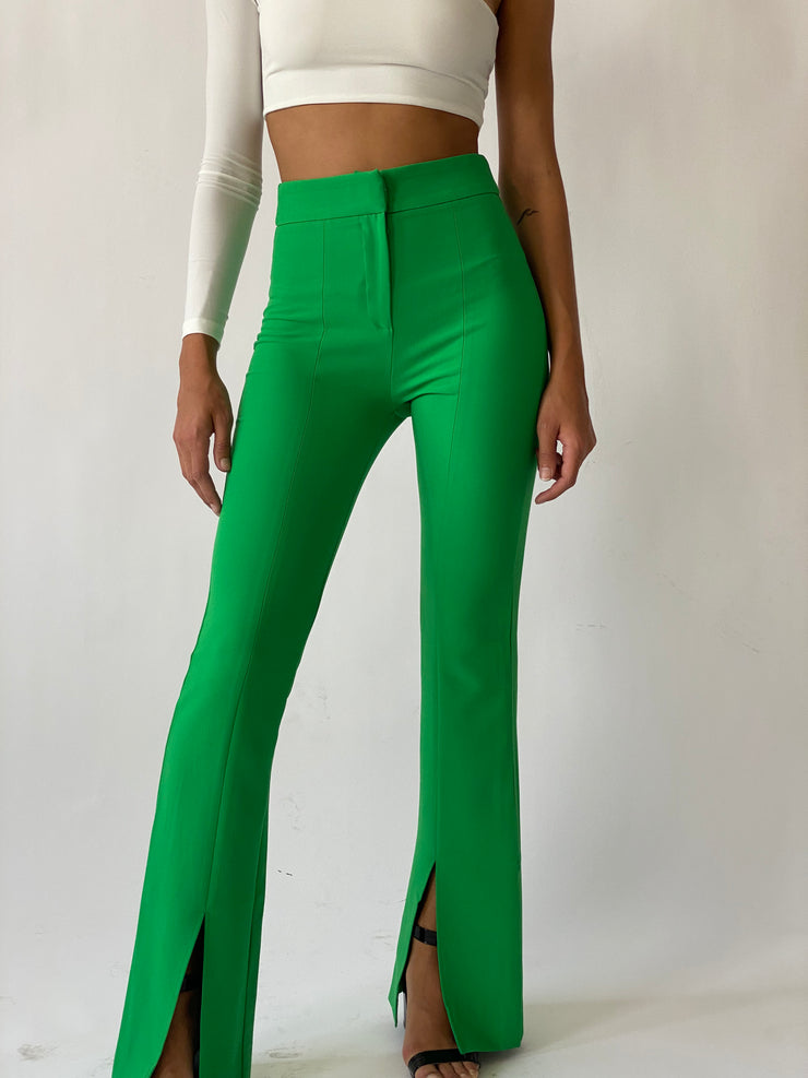 Split Hem Green Pants