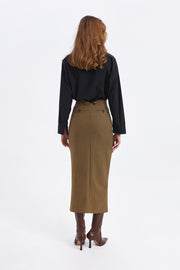 Plaid Front Split Skirt