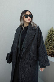 Herringbone Wool Oversize Coat